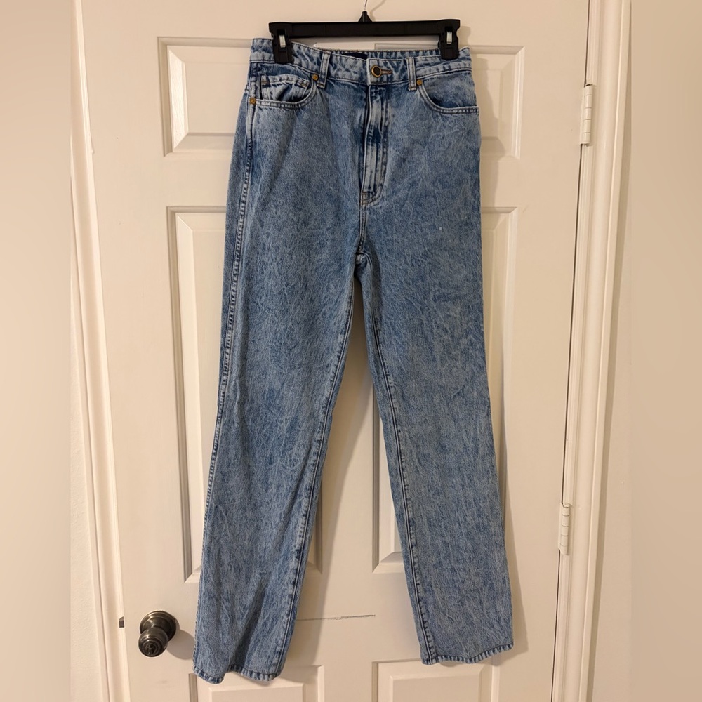KHAITE Danielle Acid Wash Light Blue Denim Sz 28